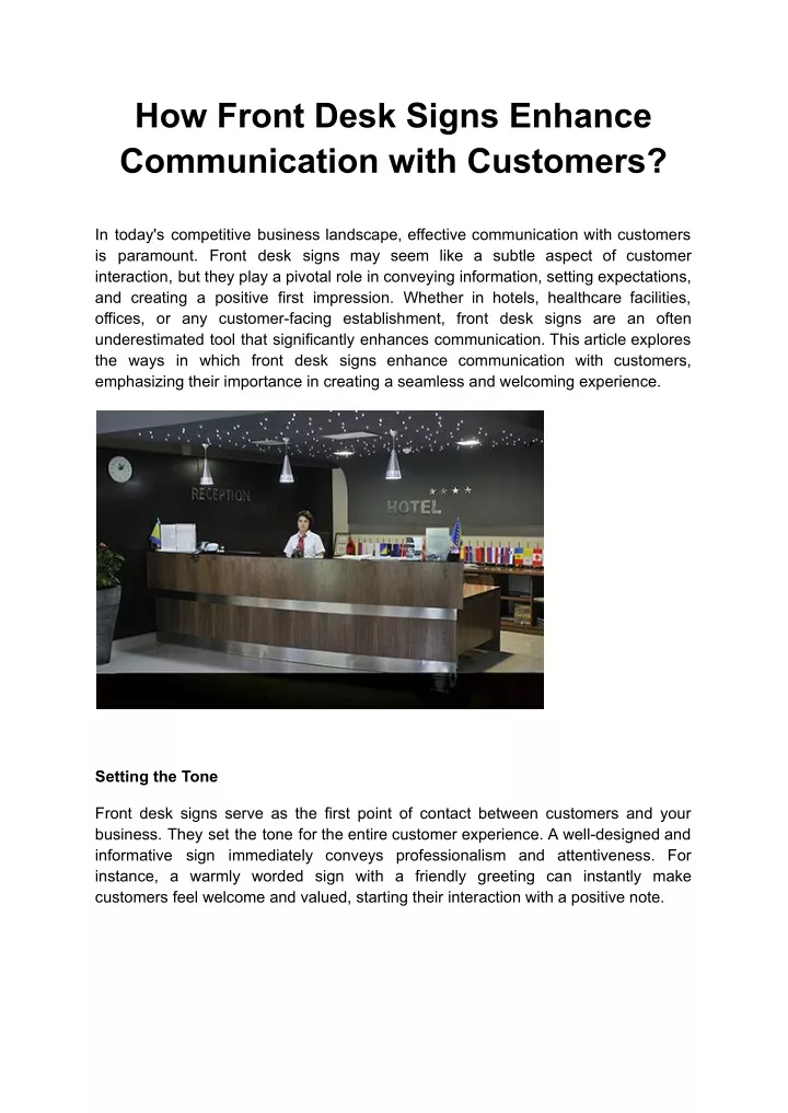 how front desk signs enhance communication with