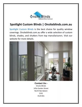 Spotlight Custom Blinds