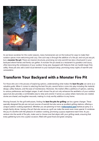 About monster fire pit