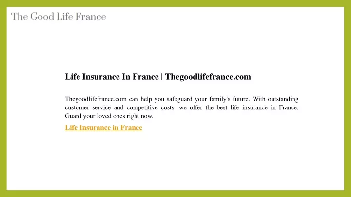 life insurance in france thegoodlifefrance