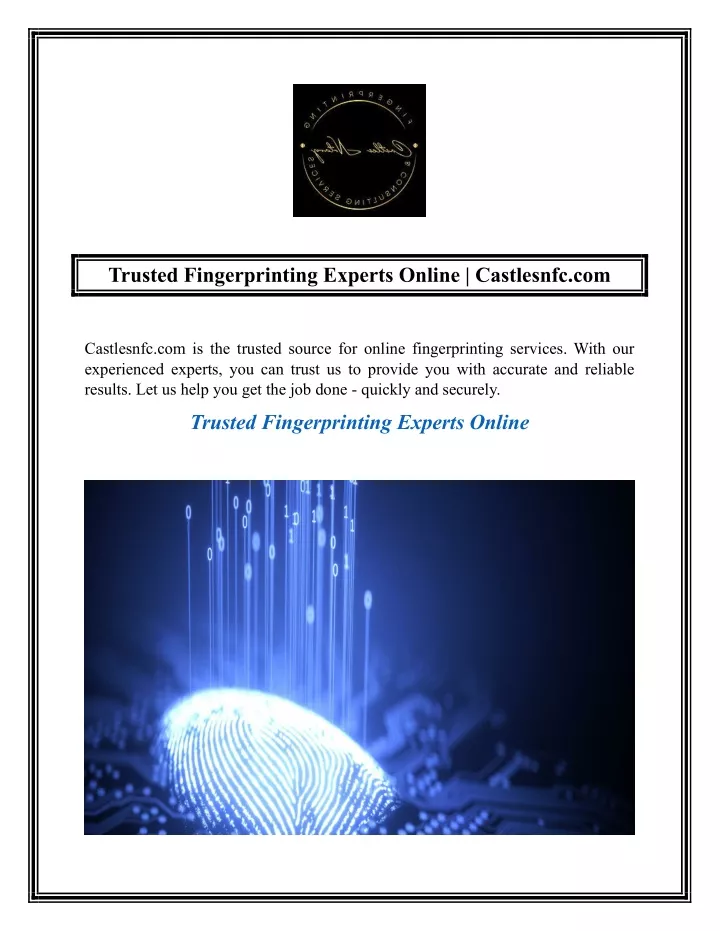 trusted fingerprinting experts online castlesnfc
