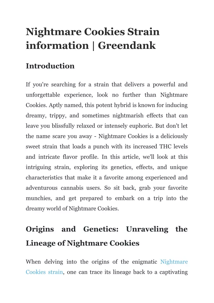 nightmare cookies strain information greendank