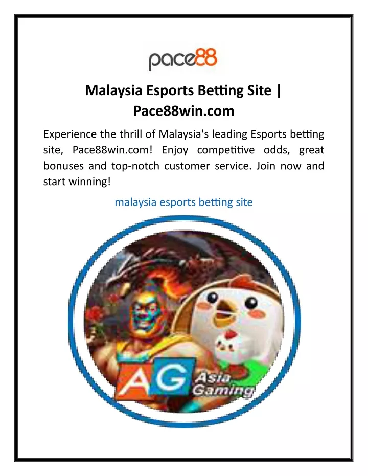 malaysia esports betting site pace88win com