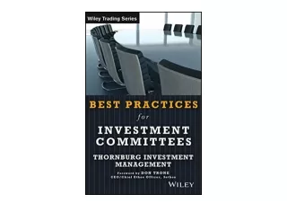 Download PDF Best Practices for Investment Committees Wiley Trading Book 78  for
