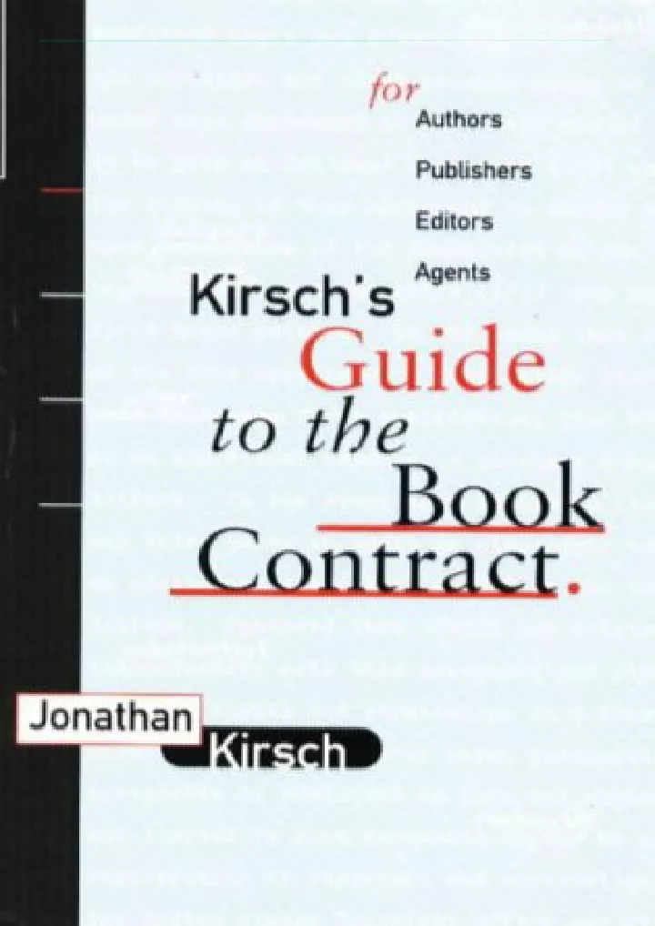 kirsch s guide to the book contract for authors