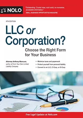 PDF/READ LLC or Corporation?: Choose the Right Form for Your Business andro
