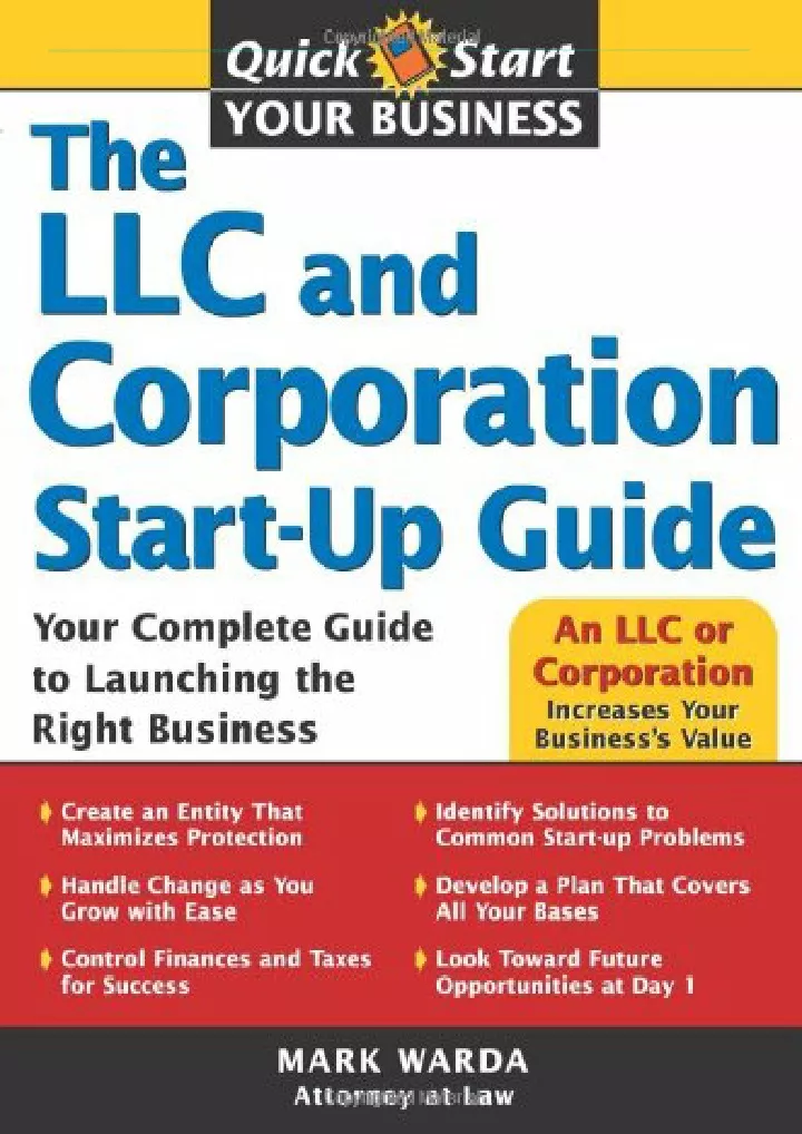 the llc and corporation start up guide your