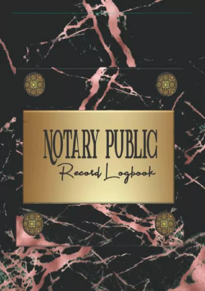 notary public record log book pink black marble