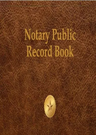 PDF Notary Public Record Book: Notary Journal for State Mandated Record Kee