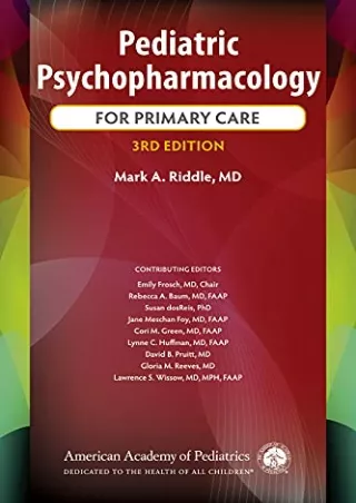 [PDF] DOWNLOAD Pediatric Psychopharmacology for Primary Care