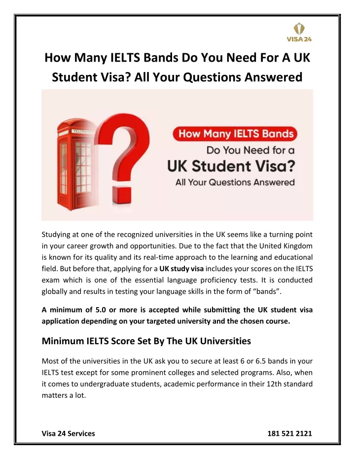 how many ielts bands do you need for a uk student