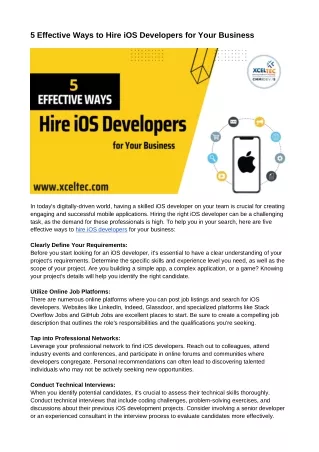 5 effective ways to hire ios developers for your