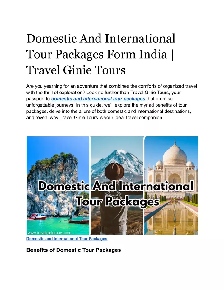 domestic and international tour packages form