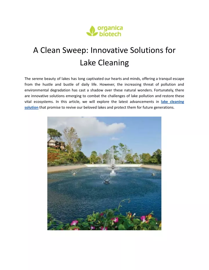 a clean sweep innovative solutions for lake