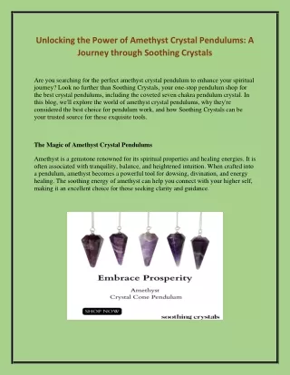 Unlocking the Power of Amethyst Crystal Pendulums A Journey through Soothing Crystals