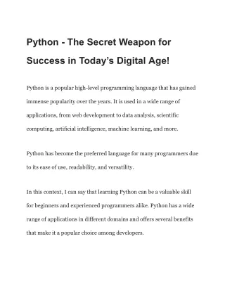 Python - The Secret Weapon for Success in Today’s Digital Age