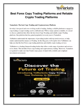 Best Forex Copy Trading Platforms and Reliable Crypto Trading Platforms