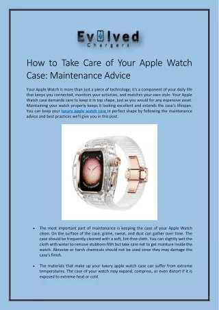 How to Take Care of Your Apple Watch Case Maintenance Advice