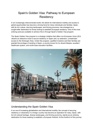 Spain's Golden Visa_ Pathway to European Residency