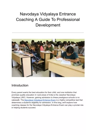 navodaya vidyalaya entrance coaching a guide