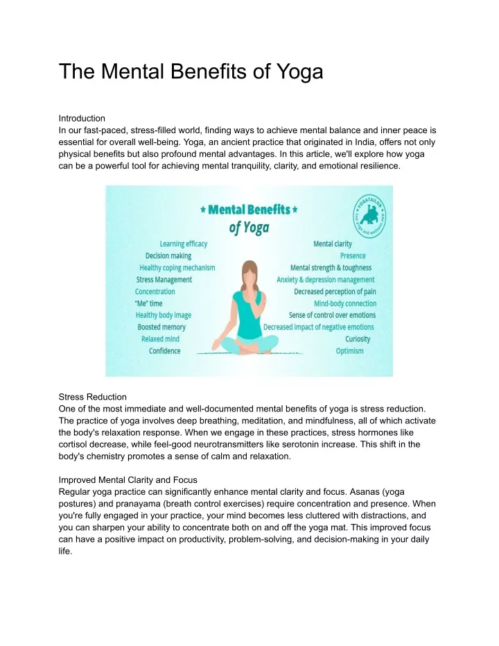 the mental benefits of yoga