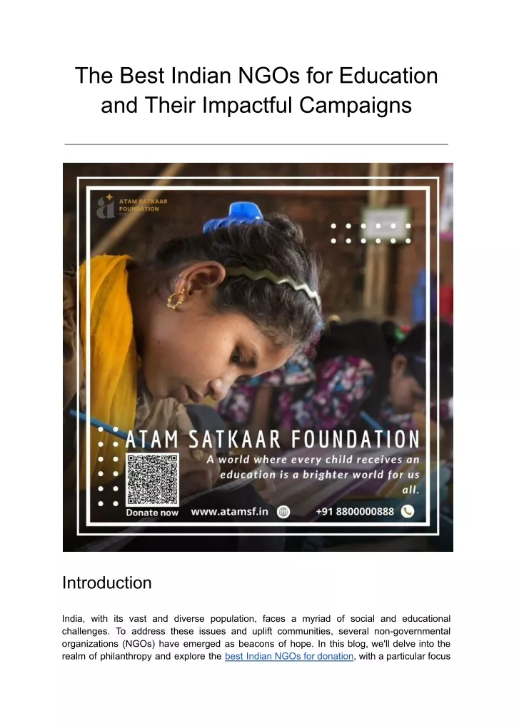 the best indian ngos for education and their