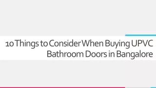 10 Things to Consider When Buying UPVC Bathroom Doors in Bangalore