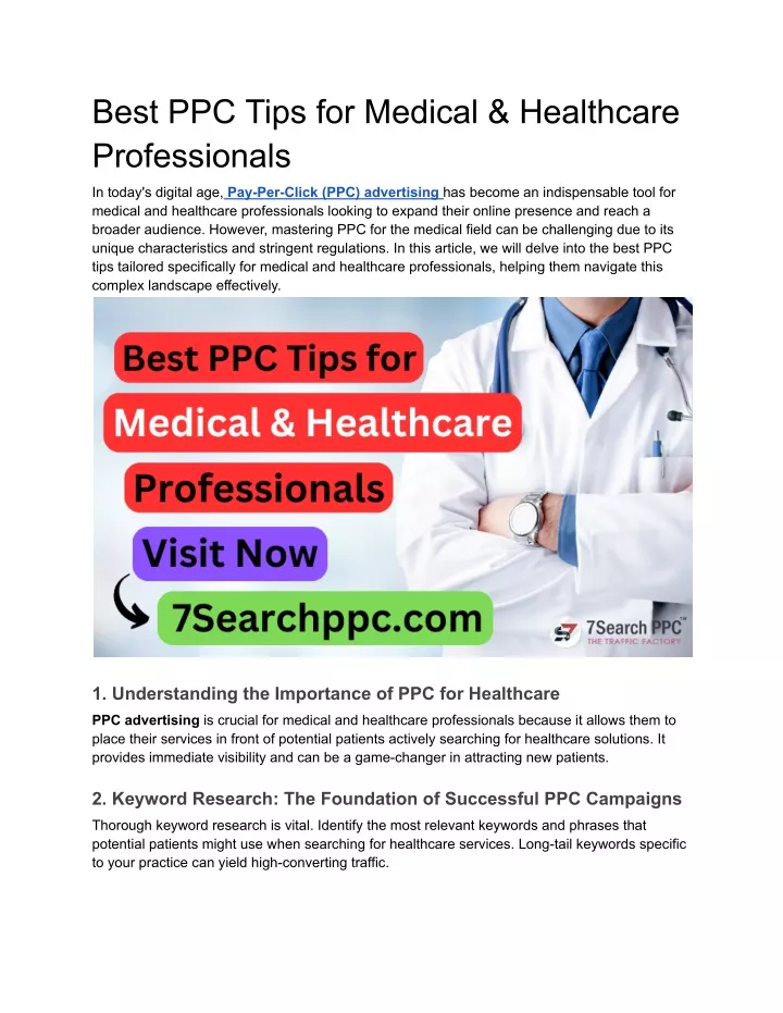 best ppc tips for medical healthcare professionals