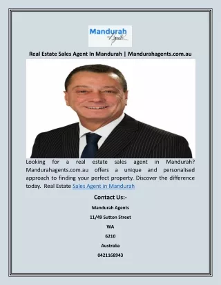 Real Estate Sales Agent In Mandurah | Mandurahagents.com.au