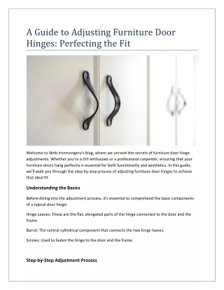 A Guide to Adjusting Furniture Door Hinges Perfecting the Fit