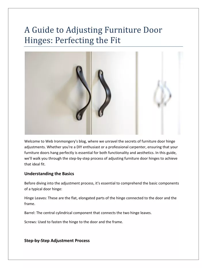 a guide to adjusting furniture door hinges