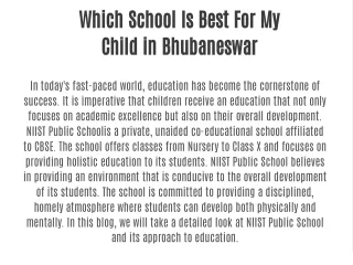 Which School is Best for My Child in Bhubaneswar, NIIST Public School