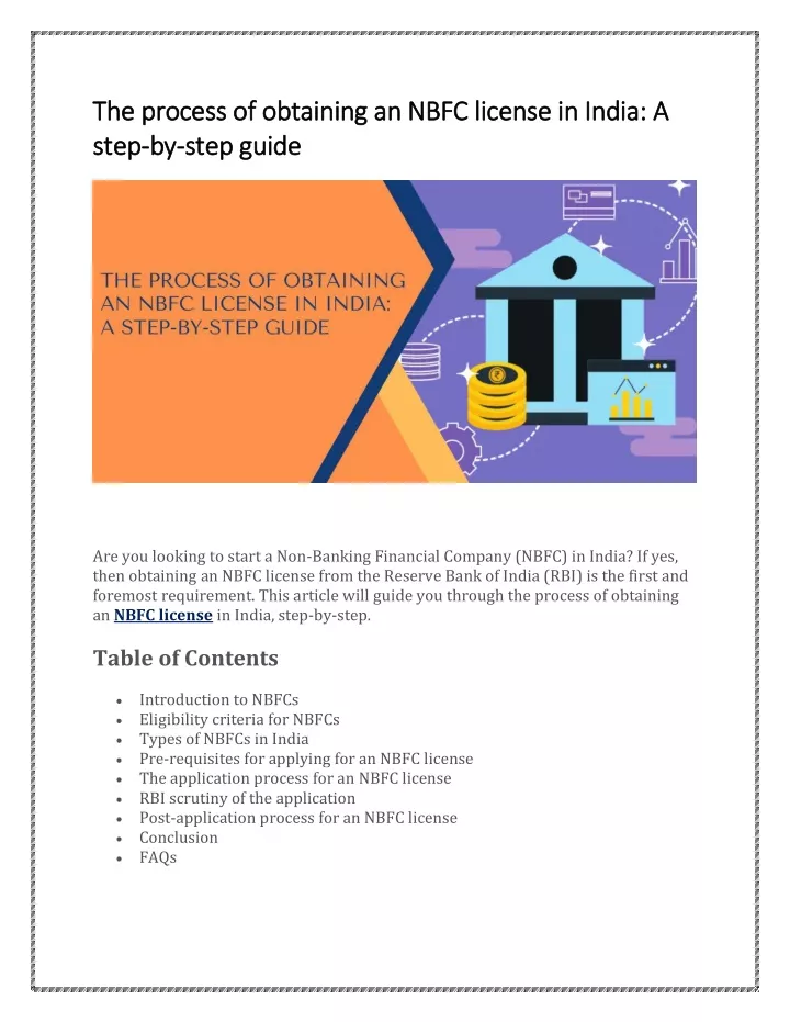 the process of obtaining an nbfc license in india