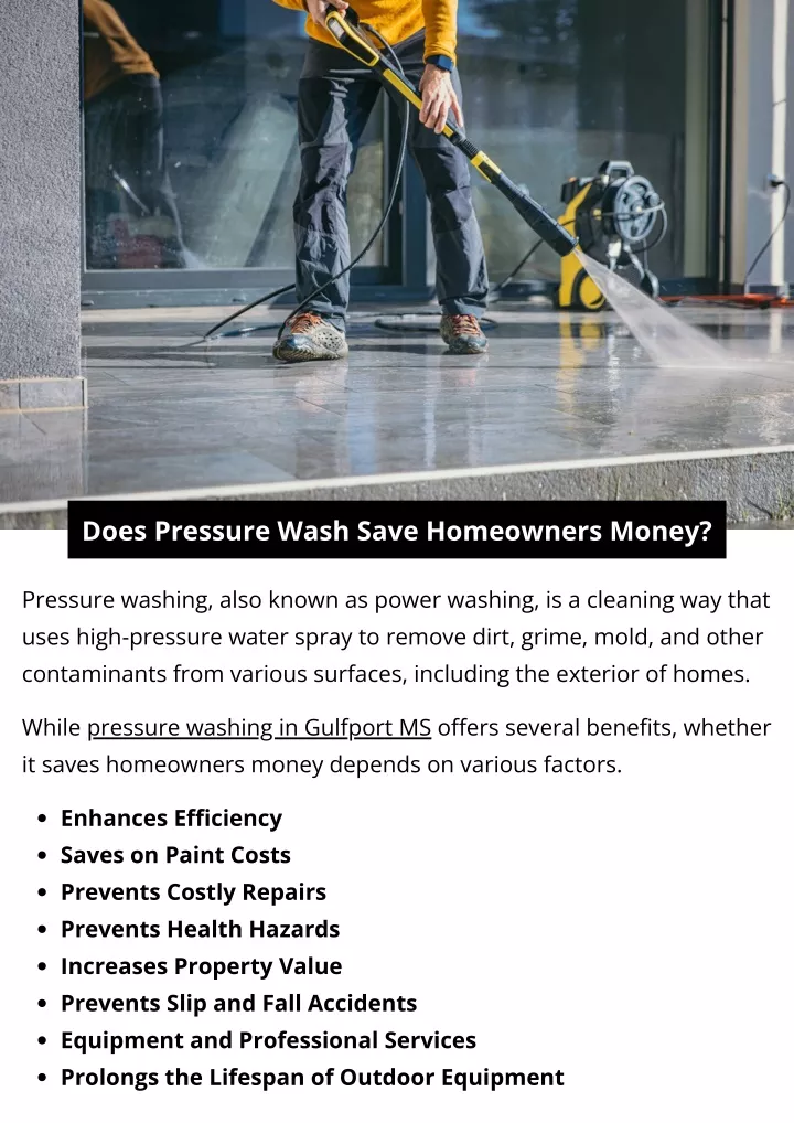 does pressure wash save homeowners money