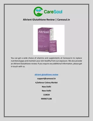 Altrient Glutathione Review | Caresoul.in