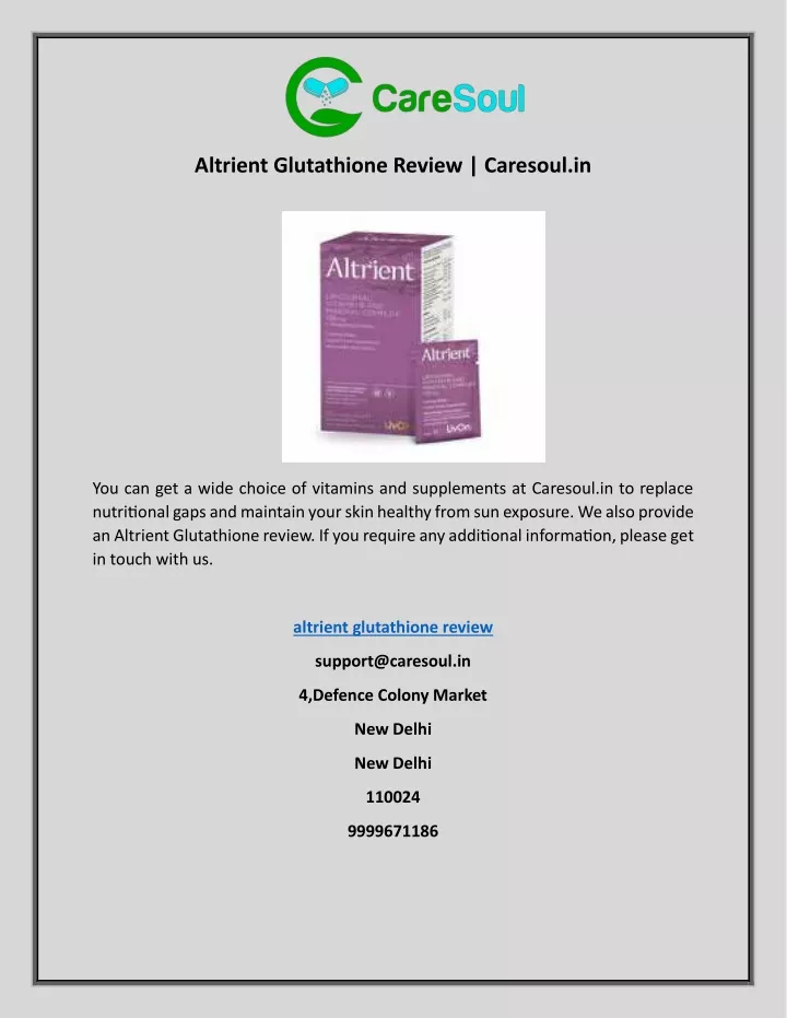 altrient glutathione review caresoul in