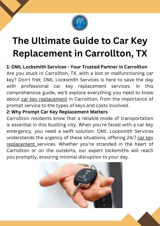 The Ultimate Guide to Car Key Replacement in Carrollton, TX