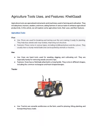 Agriculture Tools Uses, and Features_ KhetiGaadi