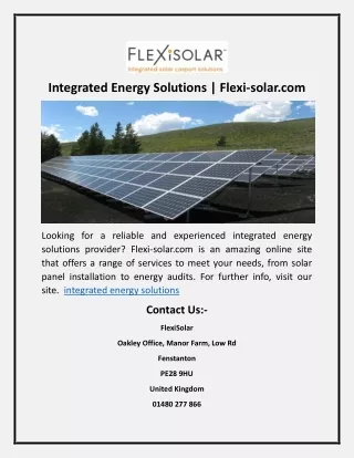 Integrated Energy Solutions | Flexi-solar.com