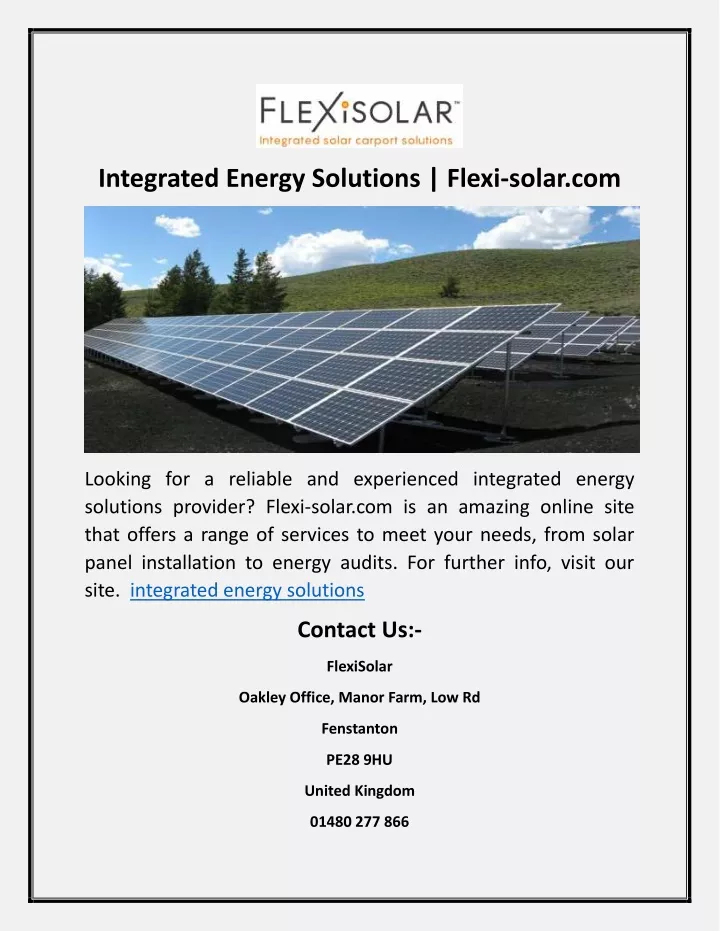 integrated energy solutions flexi solar com