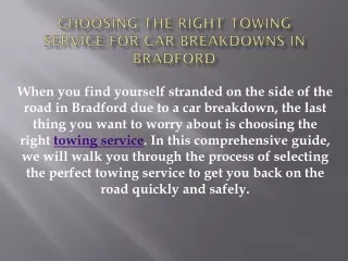 Choosing the Right Towing Service for Car Breakdowns in Bradford