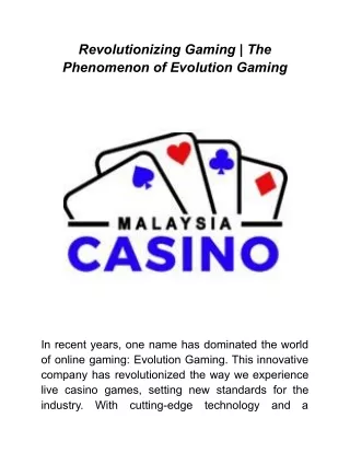 Revolutionizing Gaming _ The Phenomenon of Evolution Gaming