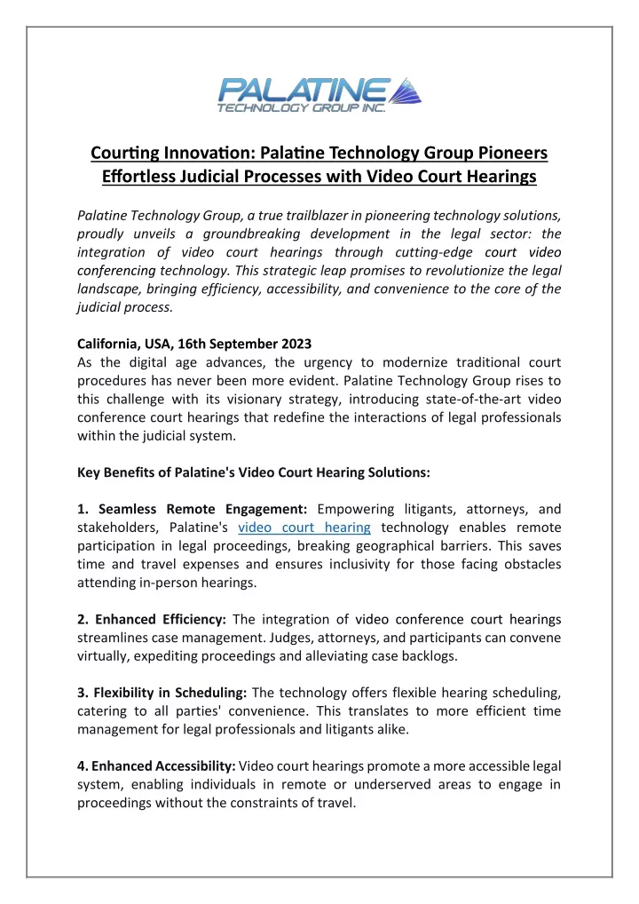 courting innovation palatine technology group