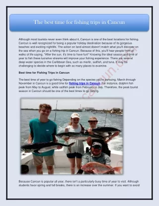 The best time for fishing trips in Cancun