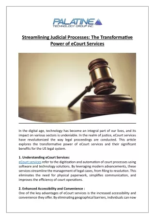 Streamlining Judicial Processes The Transformative Power of eCourt Services