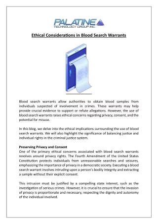 Ethical Considerations in Blood Search Warrants