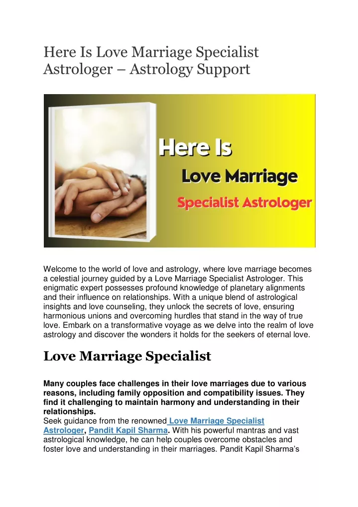 here is love marriage specialist astrologer