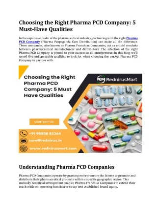 Choosing the Right Pharma PCD Company: 5 Must-Have Qualities