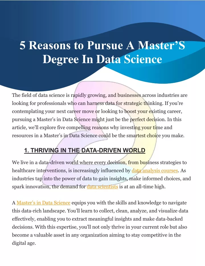 5 reasons to pursue a master s degree in data