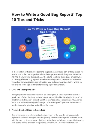 how to write a good bug report top 10 tips